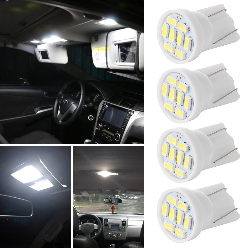 4Pcs White T10 8 SMD W5W LED Car Light Interior Instrument License Light Bulb Auto Accessories