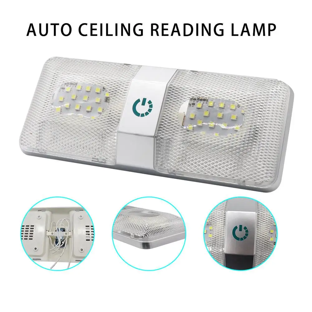 

Car Interior Lights 24/48 LED RV Ceiling Double Dome Light Dual Light Touch Control Light For Car Boat Trailer LED Light