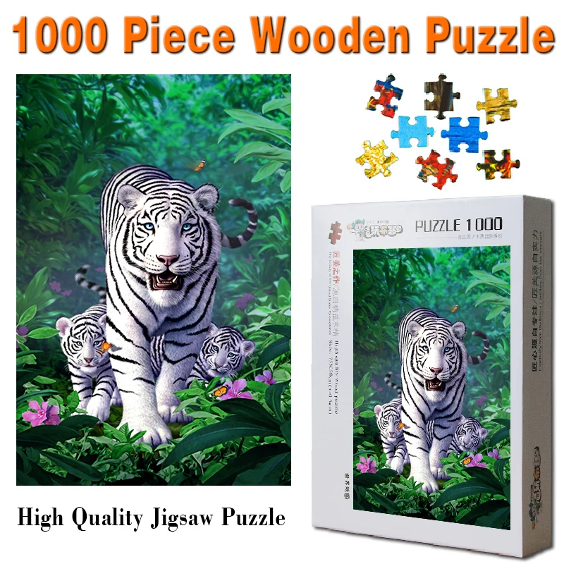 

White tiger Puzzle 1000 pieces Adult Puzzle Wooden Puzzle Cartoon jigsaw Puzzles For Children Educational Toys Gifts