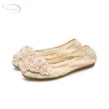 Chainingyee/вечерние мягкие складывающиеся Туфли с круглым носком для путешествий модная женская обувь на плоской подошве, без шнуровки, с цветочным кружевом, черного и бежевого цвета