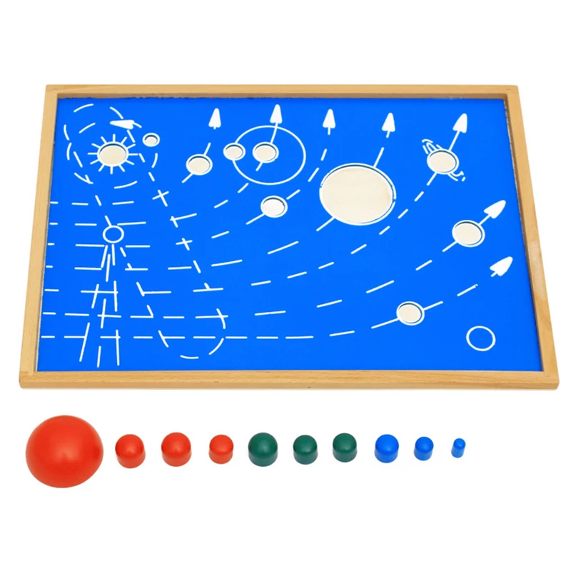  Baby Toy Montessori Materials Wooden Toy Solar System Rotating Planets Early Childhood Education Ki