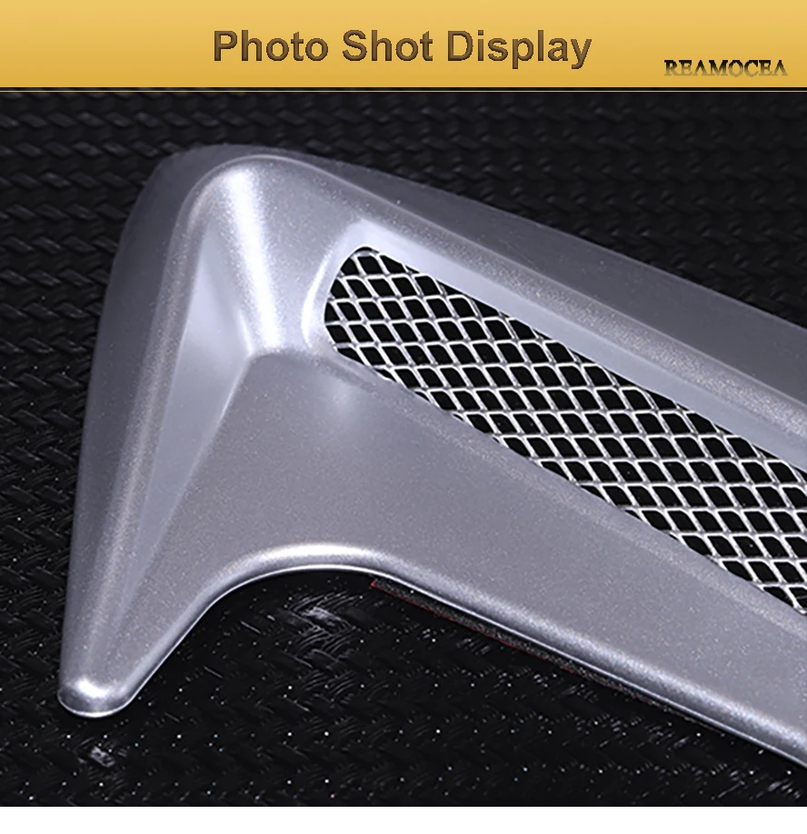 Reamocea 2Pcs Silver Car Side Air Vent Fender Cover Hole Intake Duct Flow Grille Decoration Sticker For VW Audi BMW Honda Benz (13)