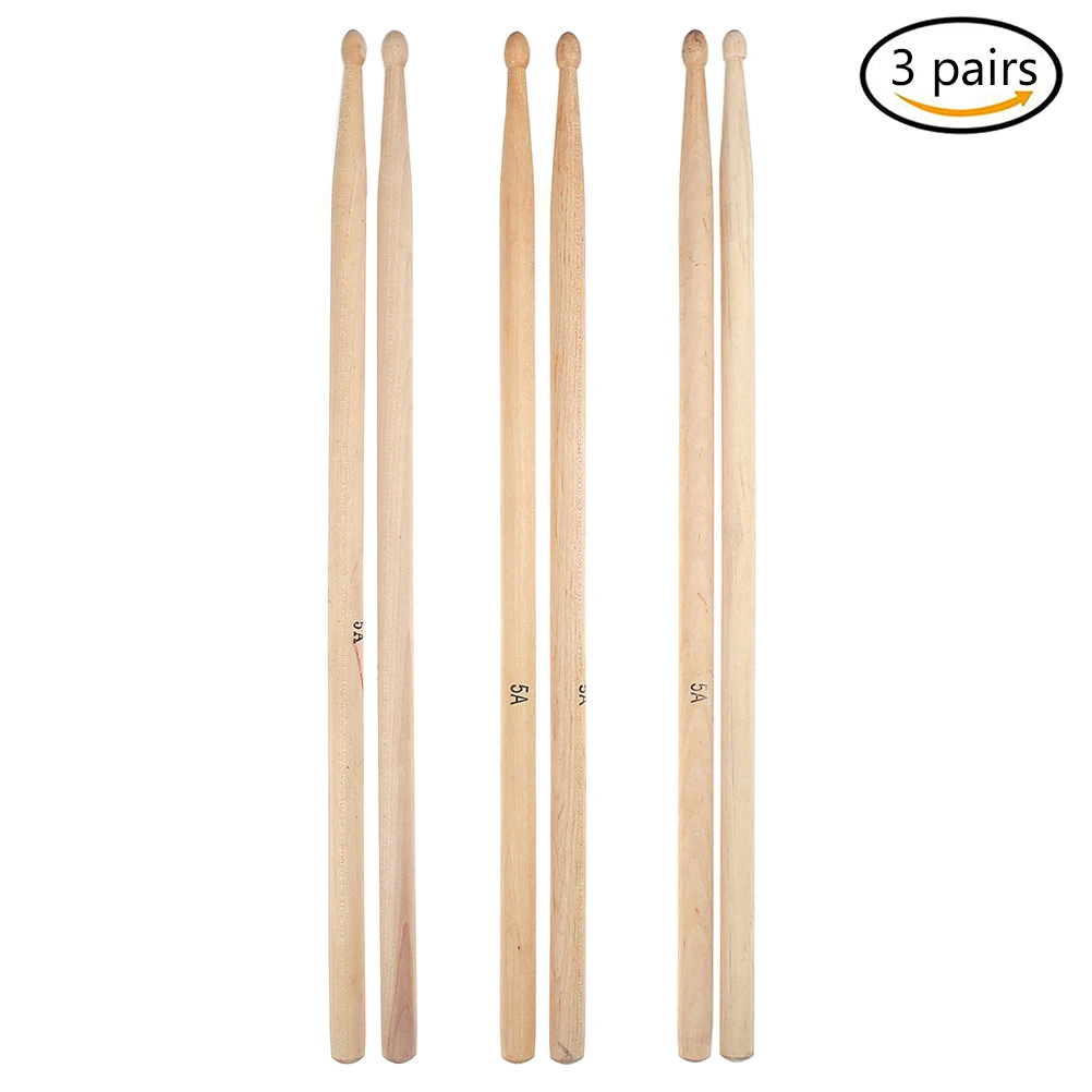 3 пары 5A Деревянные Палочки Stick для барабана легкий барабанные палочки профессиональные музыкальные квартиры стержень