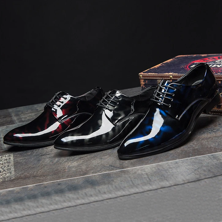 M-anxiu Fashion Pointed Toe Business Wedding Patent Leather Oxford Shoes Men Formal For Men Dress Shoes