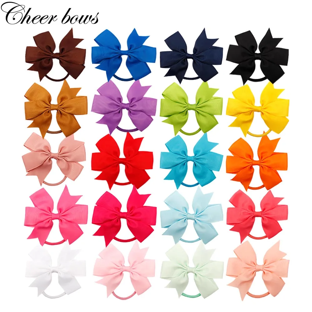 20 шт 3 &quotтвердые красочные эластичные резинки для волос девушки Pinwheel Лук Девушки