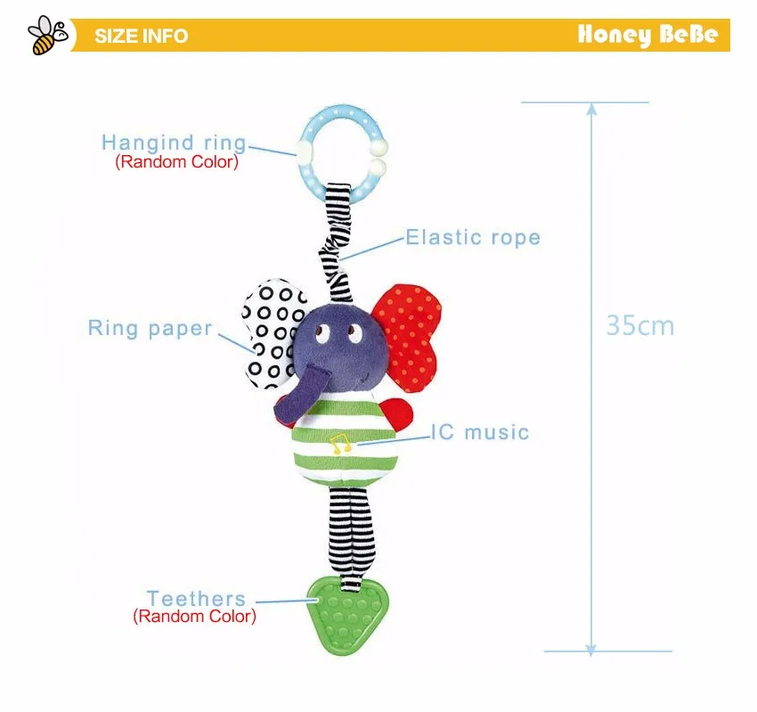 Новинка, Рождественский музыкальный слон, токарные погремушки, подвесные детские куклы, развивающие игрушки, Прорезыватель зубов