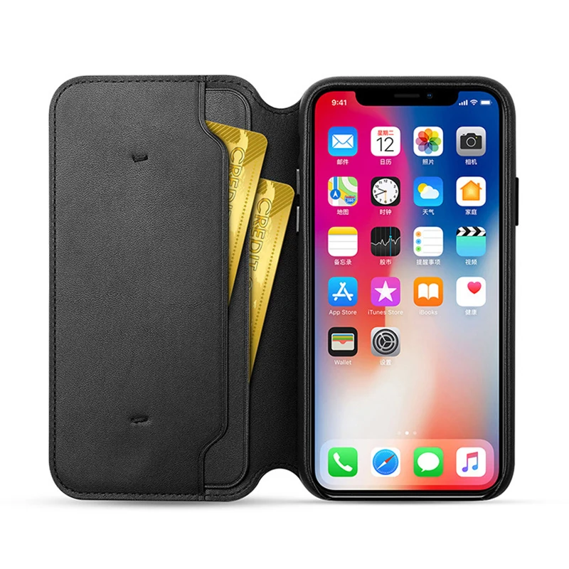 عالية الجودة جلدية فوليو واقية محفظة قلابة غطاء حقيبة لهاتف أي فون X XS ماكس XR 6 S 7 8 زائد غطاء كابا مع التجزئة مربع