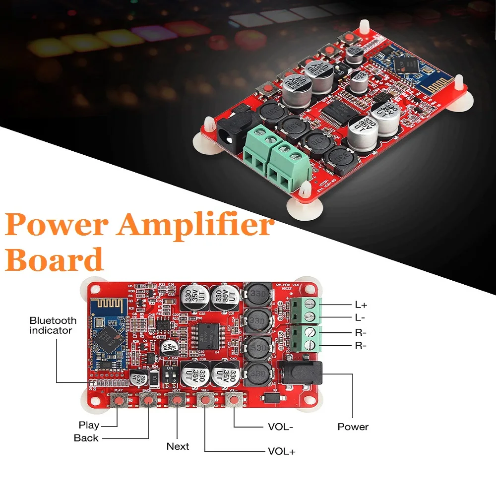 

Upgraded Zeepin TDA7492P Power Amplifier Board Audio Receiver DIY Module CSR4.0 HF01 V4.6 For 4 6 8 16 ohm Impedance Speakers