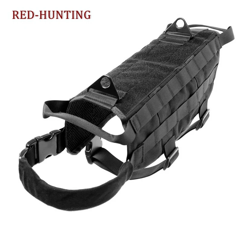

Tactical Dog Hunting Harness Vest Molle System Water Resistant Vest Harness Service Comfortable Dog Training Vest W/ EDC Pouches