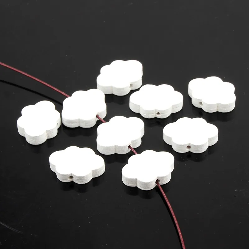 

40Pcs Wooden Lovely Cloud Beads Findings for Baby DIY Crafts Kids Toys Teething Necklace Pacifier Clip Spacer Beading Wood Bead