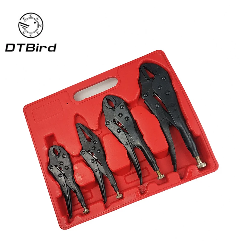 

4Pcs Self Locking Power Grip Clamp Tool Multipurpose Useful Hand Vise Pliers Set Black Steel Home Jaw Durable