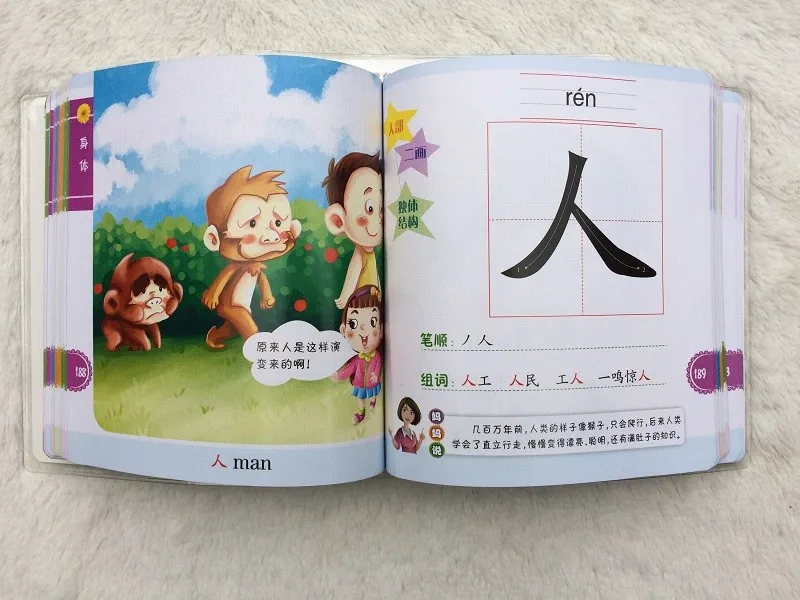 Учитесь читать грамотность китайских персонажей словарь с красивыми картинками
