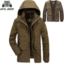 Afs джип брендовая одежда Для мужчин парка шляпа и лайнер Съемная Стиль Для мужчин Утепленные зимние Куртки и пиджаки 240