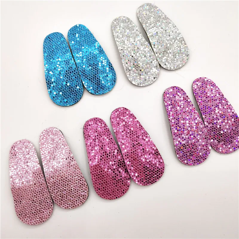 

2.5x5.8cm 200pcs/lot Shiny Padded Snap Clip cover Applique Glitter DIY BB Hair Clip Accessories