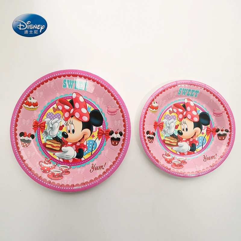

6pcs/lot Minnie mouse party 7inch 9inch Paper Plates Cartoon Dishes Kids Girls Favor Happy Birthday Party Supplies Decor