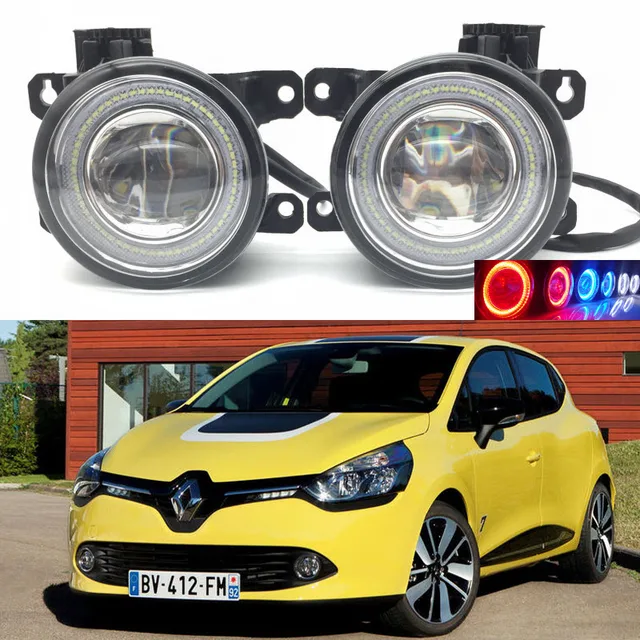 For Renault Clio 2012 2016 2 in 1 LED 3 Colors Angel Eyes DRL Daytime
