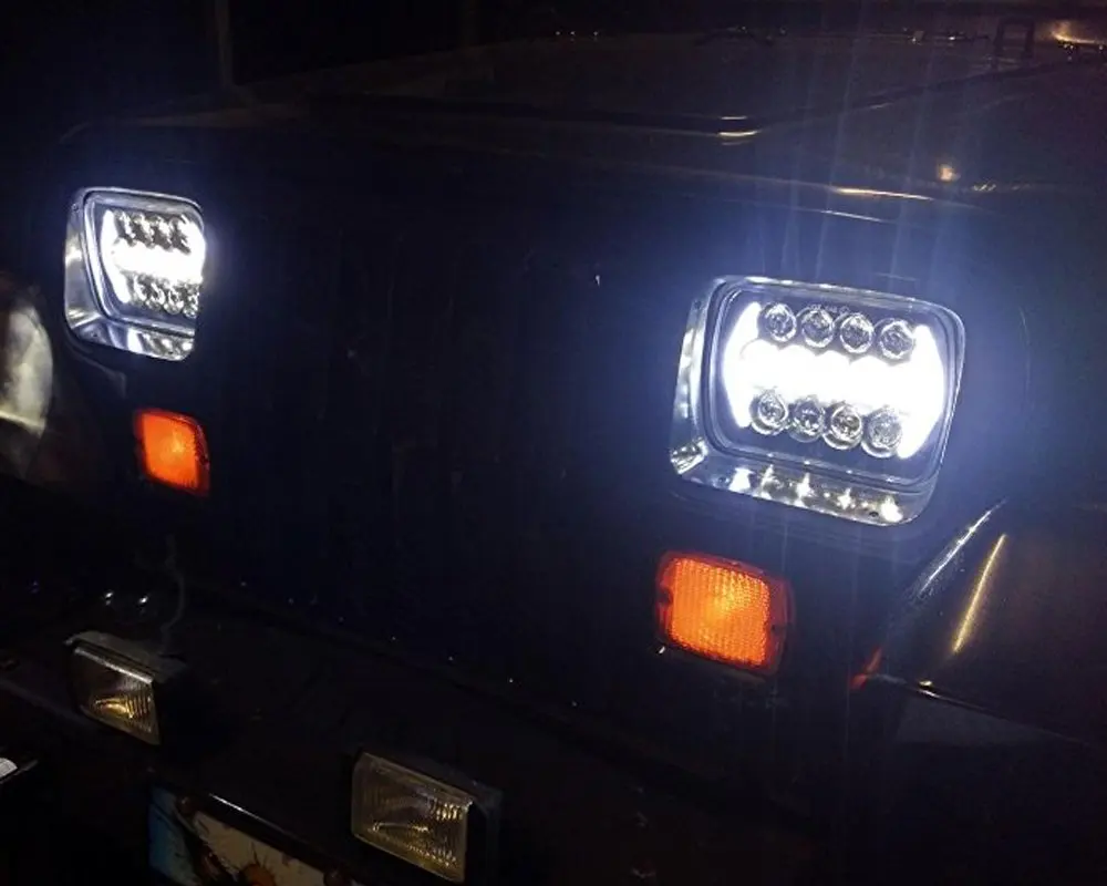 Pair 5X7 inch h4 LED Replacement for Sealed Beam with DRL 7x6 inch headlamp for Jeep Cherokee XJ 1984-2001 (20)