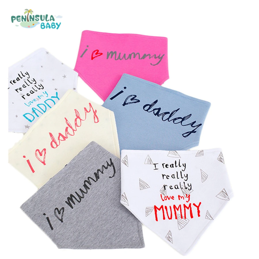 

Baby Burp Bandana Bibs Letter Print Cotton Soft Kids Toddler Triangle Babies Bib Infant Saliva Towel Double Side Baby Scarf