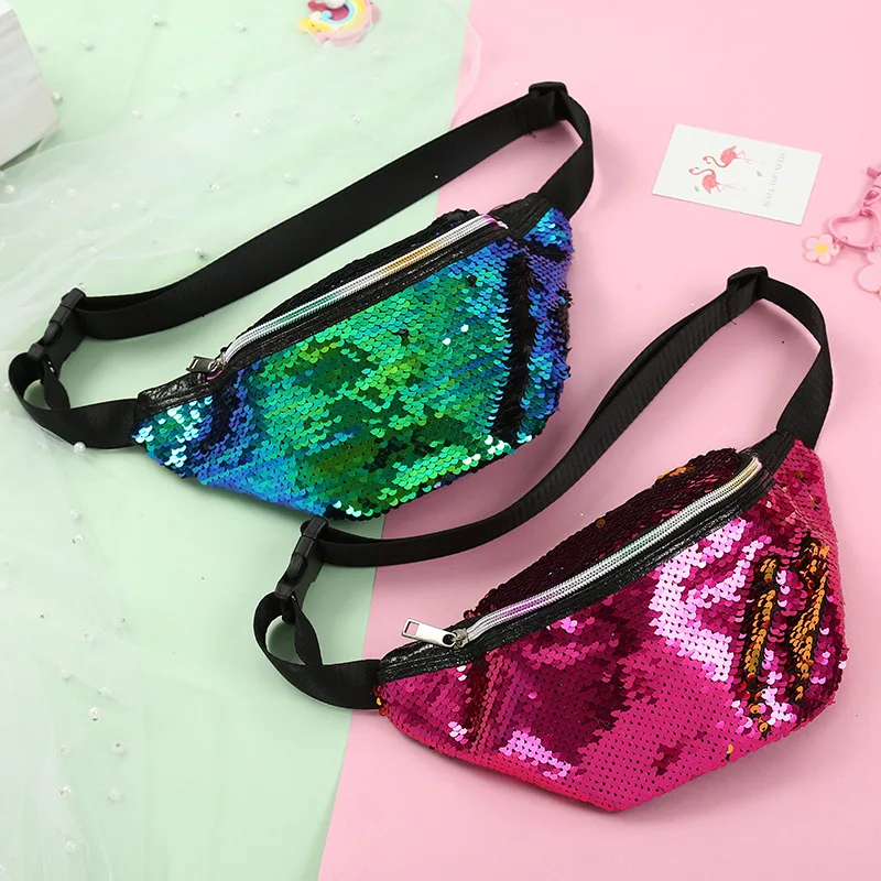 Buy Glitter Women Waist Bag Sequin Fanny Pack Ladies