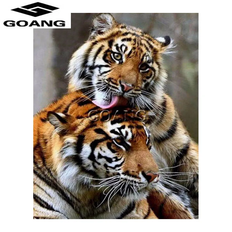 

5D Diamond Painting Full Rhinestone Diy Diamond Painting Cross Stitch Animals Two Tigers Love Diamond Mosaic Needlework