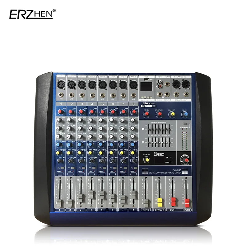 

Audio Mixer Console W8000G8 Built-in amplifier Professional Mixer Audio Amplifier Sound Processor 8 Channel USB