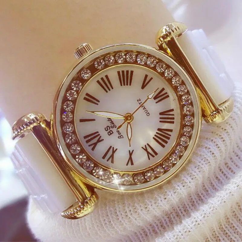 Women Quartz Watch Waterproof White Ceramic Watches Luxury Brand Dress