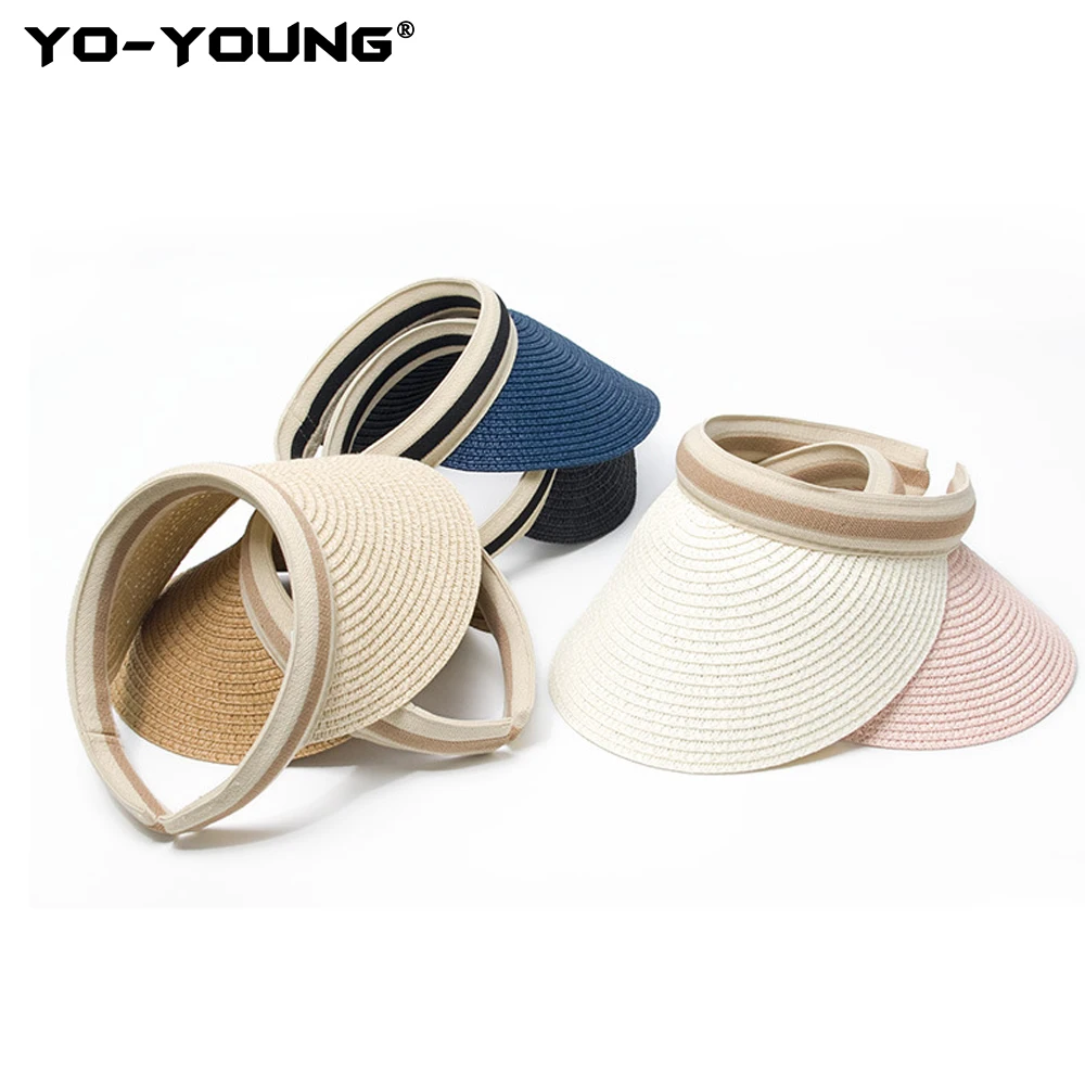Yo-Young/женские летние шляпы от солнца, сворачивающиеся корейские Солнцезащитные козырьки, шляпа, Пляжная солнцезащитная Кепка, женская шапка, 56-58 см