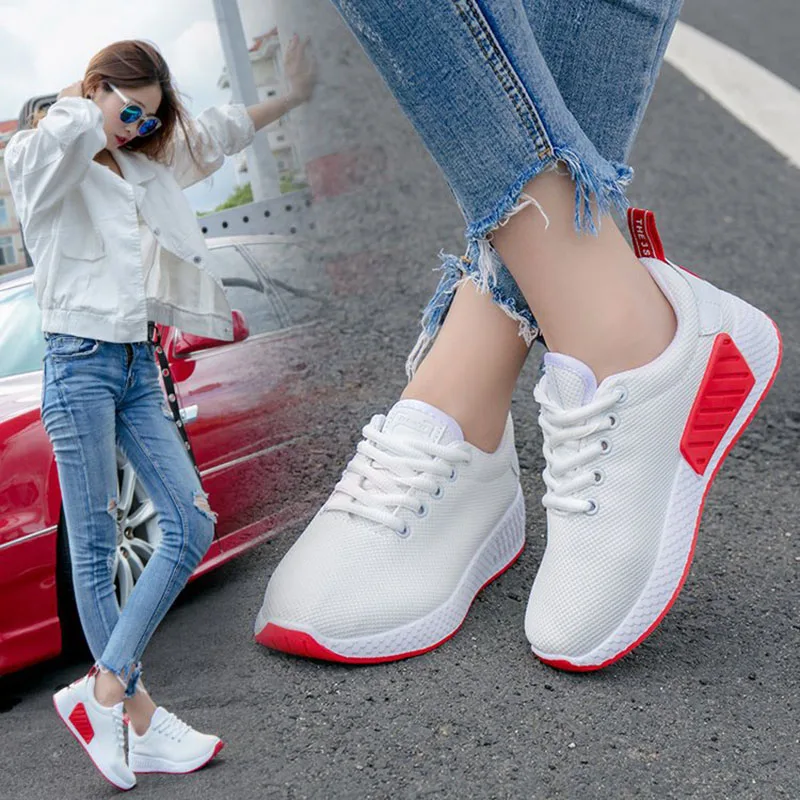

women sneakers Breathable Outdoor Sports Light gym fitness sneakers For Female Comfort Athletic running shoes black white pink