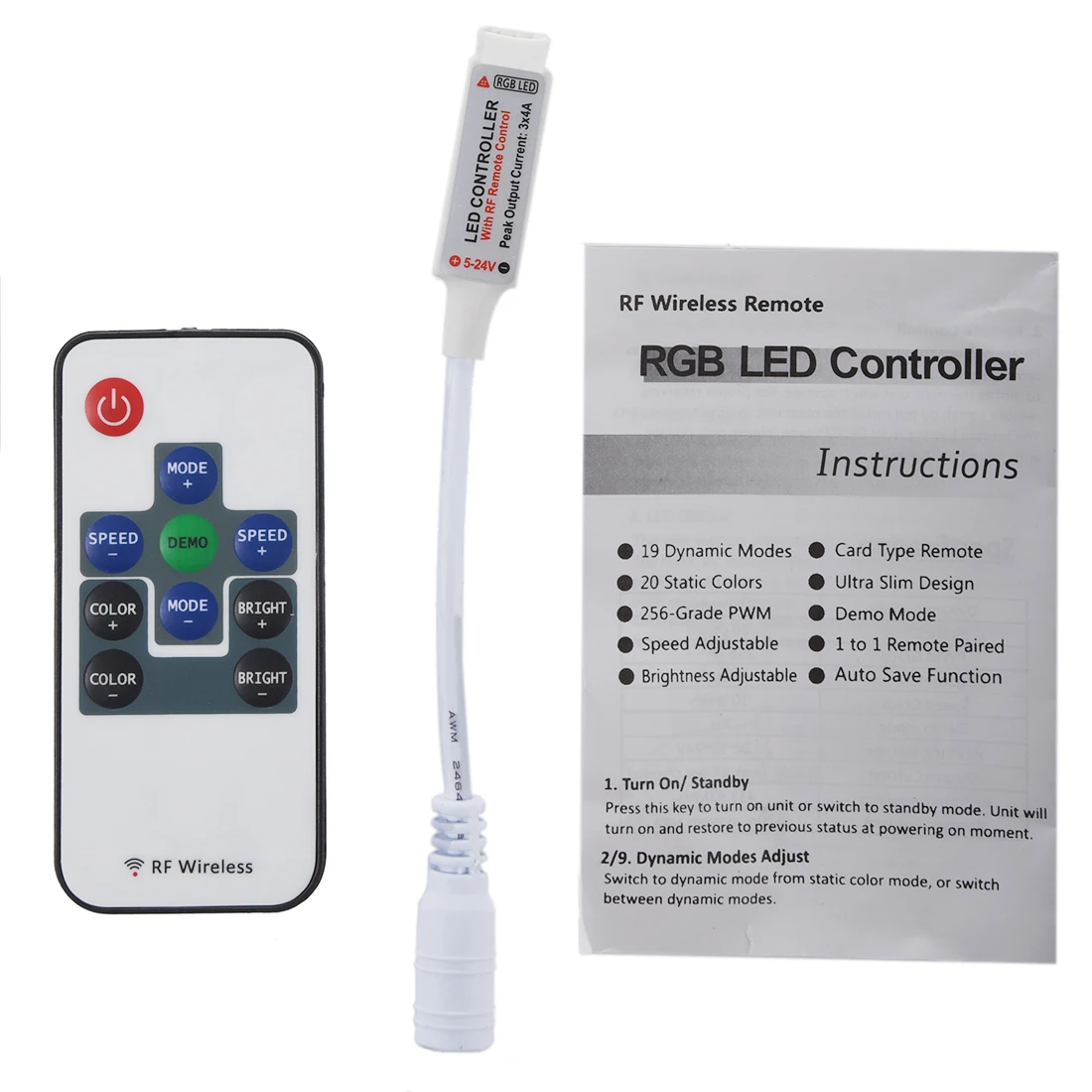 Mini Telecomando RF Dimmer Per Strisce LED 12V - Regolatore Wireless Con Controllo Luminosità E Velocità