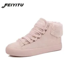 Feiyitu плюшевые Для женщин теплые сапоги замшевые уличные зимние перо повседневная обувь прочный Женские зимние сапоги обувь zapotos mujer