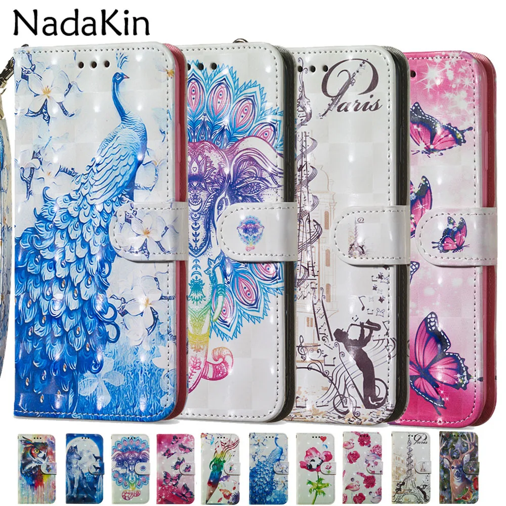 

3D Painted Book Phone Case Shell for Xiaomi Redmi S2 Note 5 Mi A2 Pocophone F1 Flip Leather Cover With Strap Card Money Slots