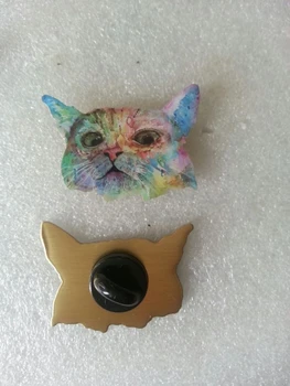 

custom printing pins with epoxy, printing pin badge, cat pins