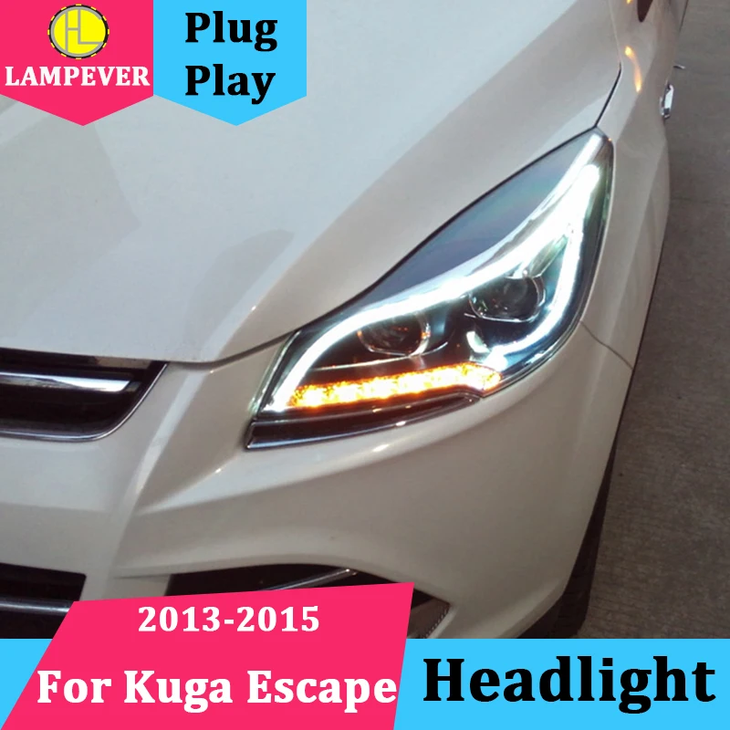 Автомобильные фары для Ford Kuga Escape 2013-2015 года двухлучевые линзы СВЕТОДИОДНЫЙ DRL +