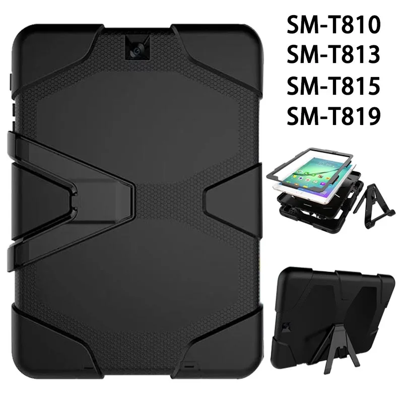 

pc stand cover For Samsung Galaxy Tab S2 9.7 inch T810 T811 T813N T819N T815 Tablet Heavy Duty Rugged Impact Hybrid Case