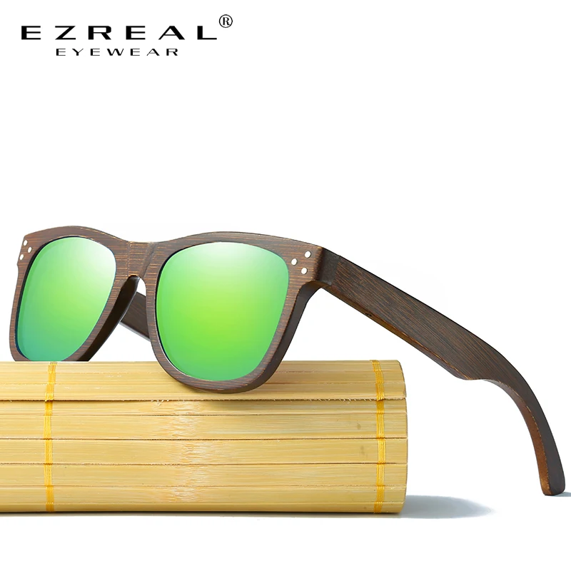 

EZREAL Real Wood Sunglasses Polarized Wooden Glasses UV400 Bamboo Sunglasses Brand Wooden Sun Glasses With Wood Case