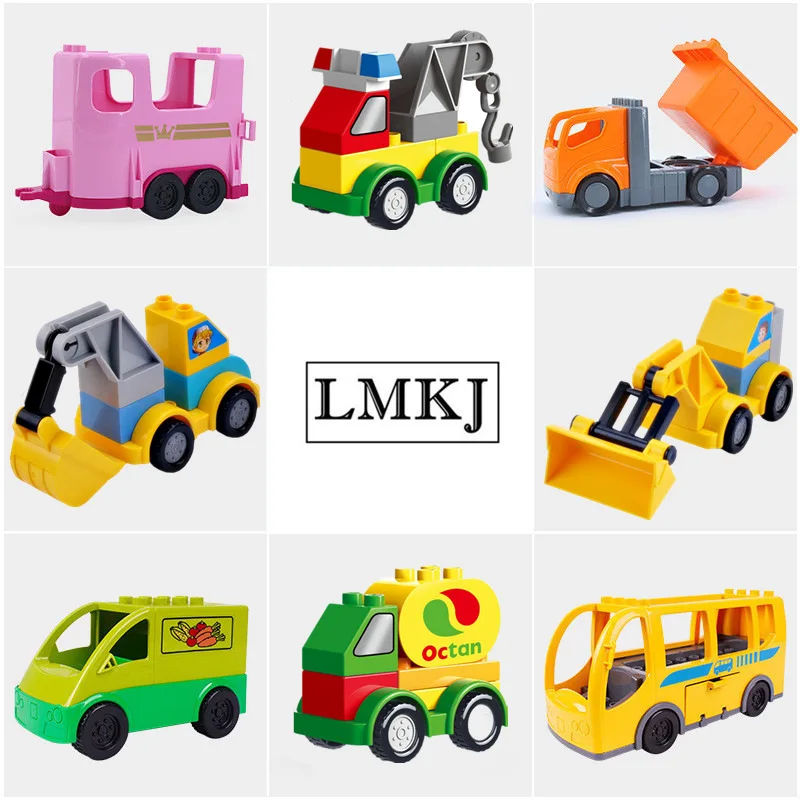 

Diy Traffic Building Block Accessories Compatible with Legoingly Duplo Bus Motorcycle Automobile Aircraft Cars Toys for Children