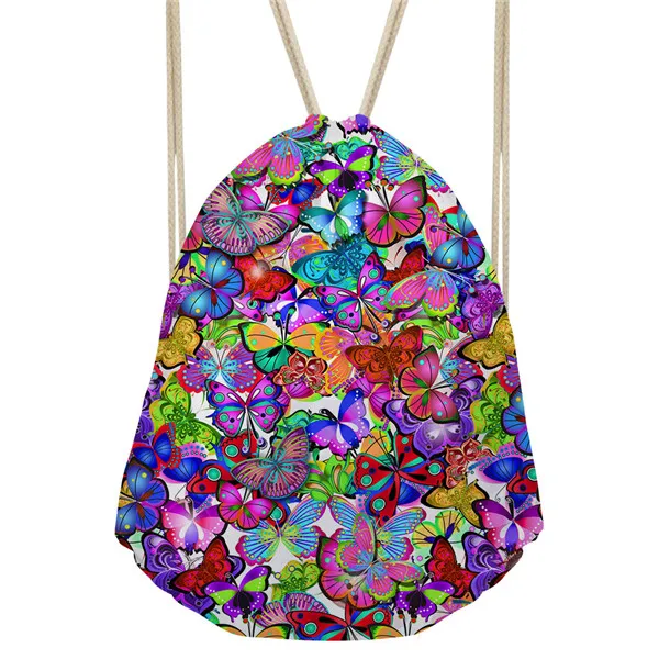 FORUDESIGNS/фитнес-Йога Спорт женский рюкзак мешочек с кулиской 3D с принтом бабочки женские дорожные пляжные сумки для хранения девочек - Цвет: CC2473Z3