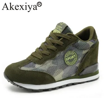 

Akexiya Women Running Shoes Camouflage Military Sport Wedge Sneakers Female Invisible Heels Breathable Trainer Jogging Shoes