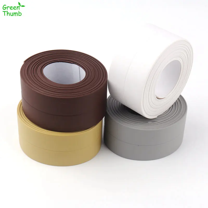 

1pc 3.7cm*3.2m PVC Waterproof Tape Kitchen Bathroom Corner Stickers Seam Moisture Mildew Protection Grey Brown Beige White
