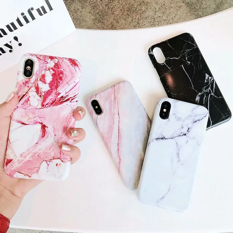 

Soft Edge Marble Pattern Case for IPhone 6 6S 7 Plus Phone Case for Matte Silicone Case for IPhone 8 Plus X XS Max XR 7 Case