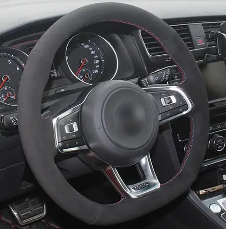 Новинка Черная замша чехол рулевого колеса автомобиля для Volkswagen Golf 7 GTI R MK7 VW Polo