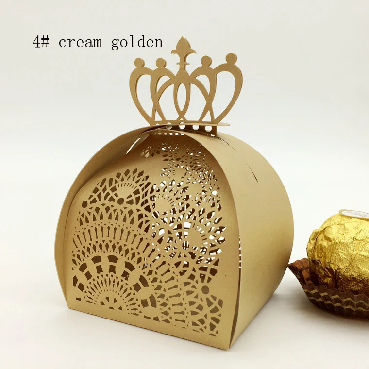 Коробка для конфет, бумажная коробка для шоколада, Подарочная коробка, Винтажный дизайн, кружево для дня рождения, свадьбы, вечеринки, украшение, сделай сам, подарок для ребенка, Wh - Цвет: 4 cream golden