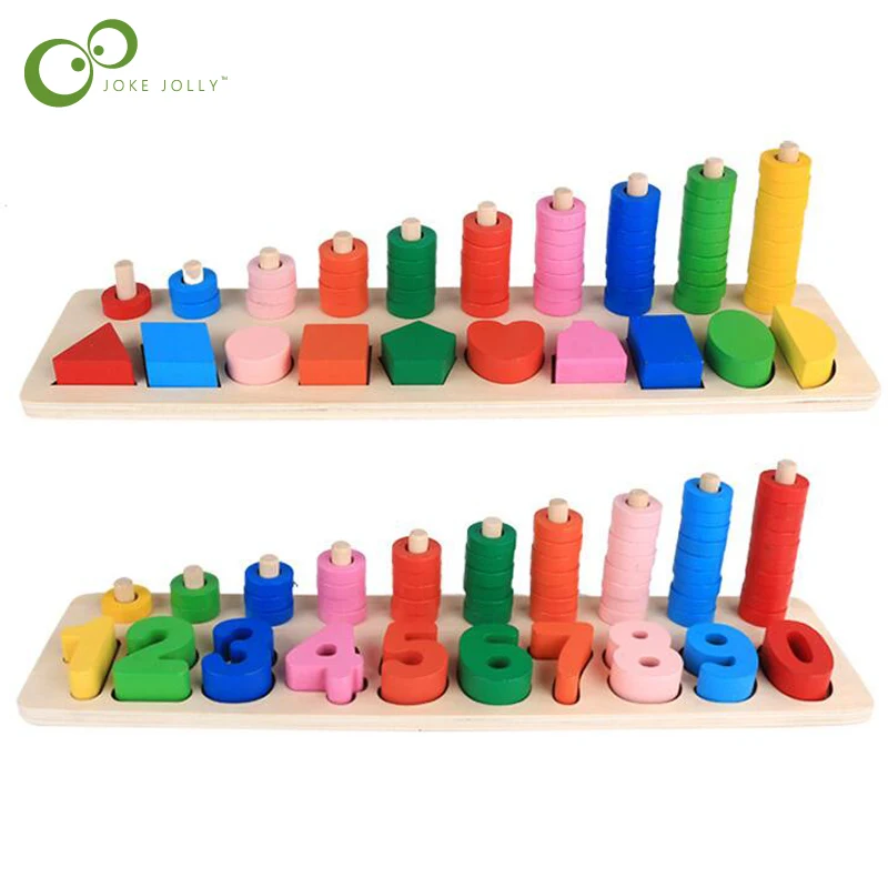children wooden montessori materials learning to count numbers matching digital shape match early education teaching math toys