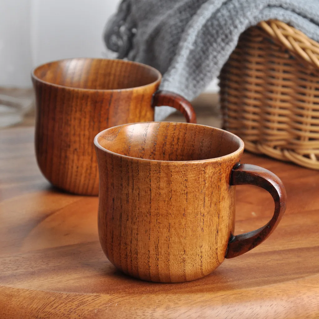 

Natural Wooden Cup Wood Coffee Tea Beer Juice Milk Water Mug Traditional Handmade Tumbler Kitchen Bar Accessories