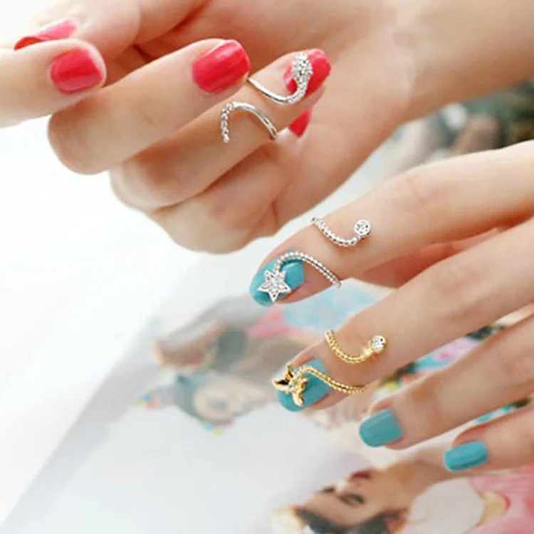 

Summer Style Butterfly Snake Starfish Twisted Above Knuckle Finger Nail Ring Girls Fine Jewelry 2 Colors Drop Shipping RING-0036