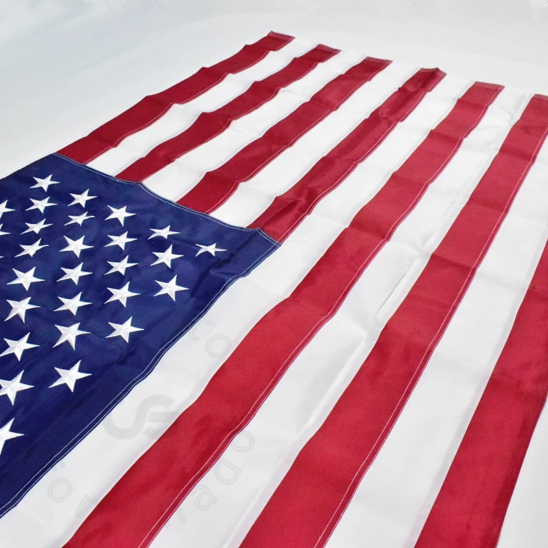 A++ качественный вышитый американский флаг США 3x5 футов/90x150 см уплотненные оксфорды Полиэстер Флаг США домашний декоративный Висячие флажки