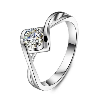 

0.5CT Ribbon Jewelry Silk Design SONA Simulate Diamond Ring Solitaire Engagement 18K White Gold Plated Sterling Silver Jewelry