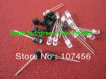 

5mm round led free shipping!!! 5mm led green+led holder 5mm light-emitting diode