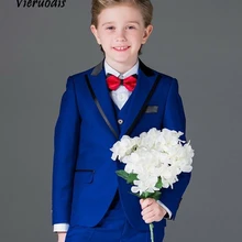 Индивидуальный костюм для мальчиков Свадебные вечерние смокинги Детский костюм для выпускного вечера костюмы с цветочным принтом комплект из 3 предметов