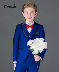 Индивидуальный костюм для мальчиков Свадебные вечерние смокинги Детский костюм для выпускного вечера костюмы с цветочным принтом